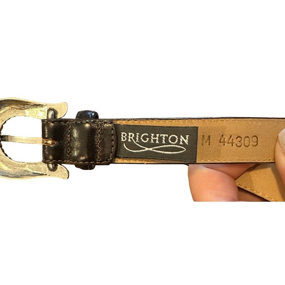 Brighton Brown Leather & Silver Herringbone & Hearts Belt #44309 Sz M Womens - Picture 6 of 9